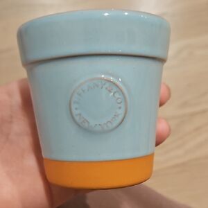 Tiffany & Co. Light Blue Ceramic Cup with Orange Accent